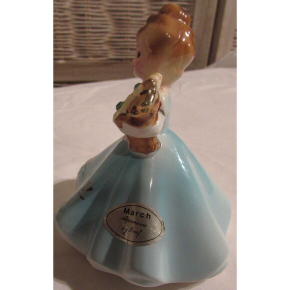 Josef originals birthstone girl figurine blue March aquamarine teal - Picture 2 of 8